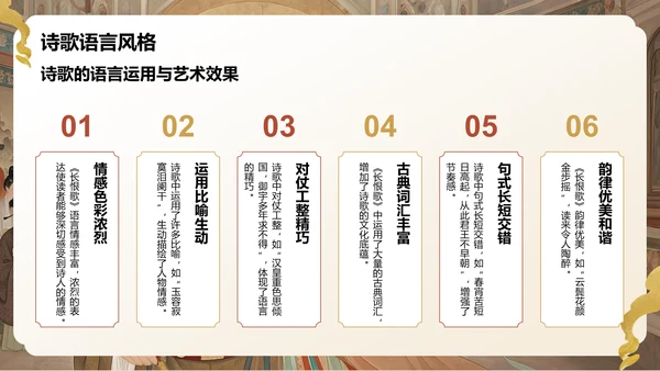 红色复古风《长恨歌》赏析与作者背景PPT模板