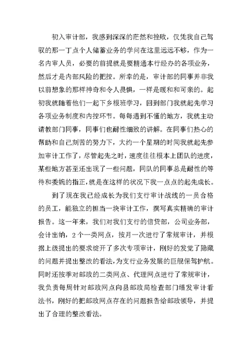 关于银行审计个人工作总结多篇