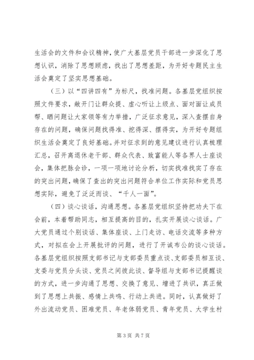 党的专题组织生活会和民主评议党员会议情况报告.docx