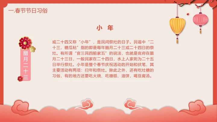 喜庆中国风春节介绍春节习俗简介PPT模板