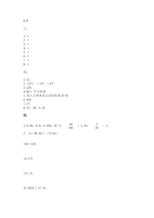 人教版六年级数学小升初试卷（考点梳理）.docx