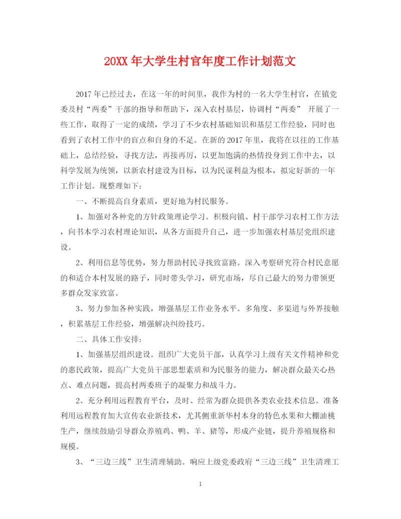 精编之大学生村官年度工作计划范文2.docx