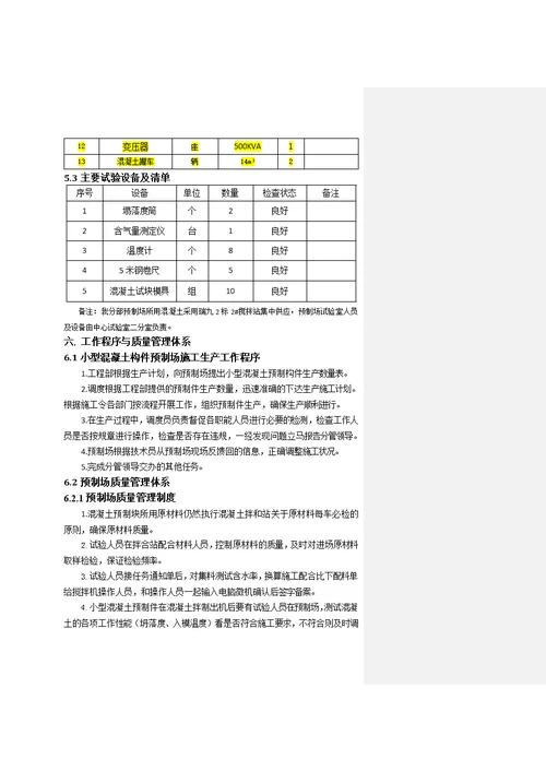 二分部 小型混凝土构件预制厂申请验收方案