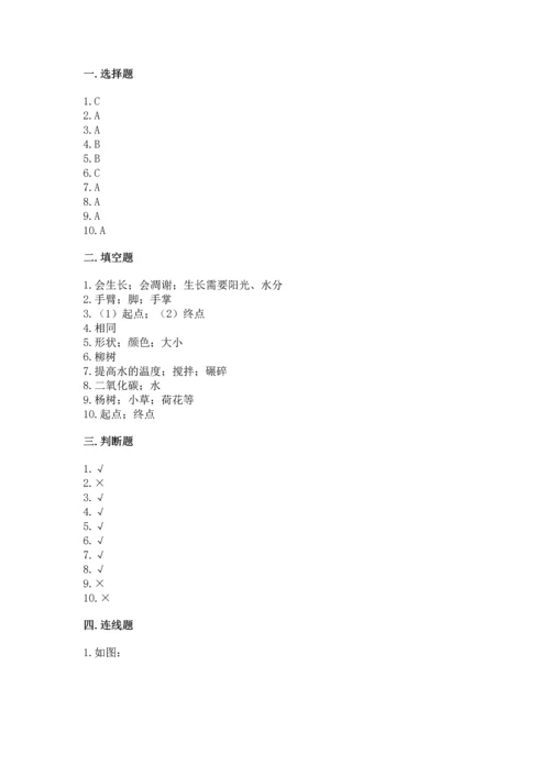教科版一年级上册科学期末测试卷【培优b卷】.docx