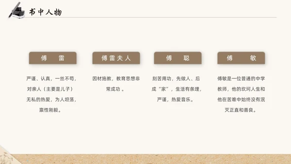 棕色浅色复古实拍简约信纸傅雷家书读书分享动态PPT