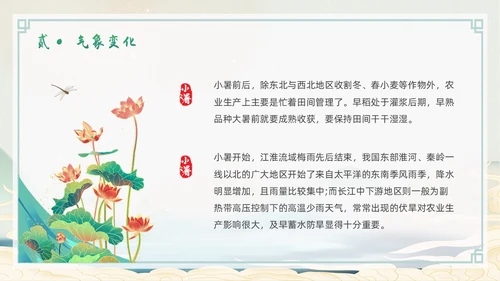 浅色简约水墨中国风小暑PPT模板