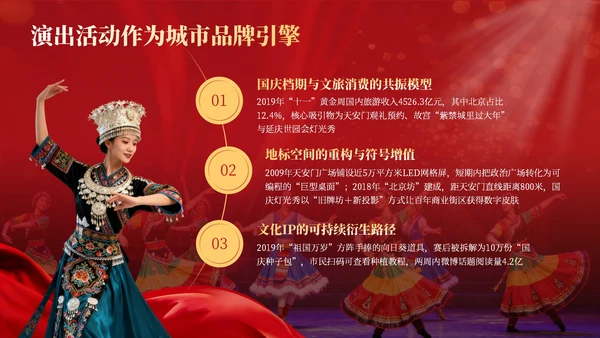 红金商务风国庆文化演出活动推广PPT模板