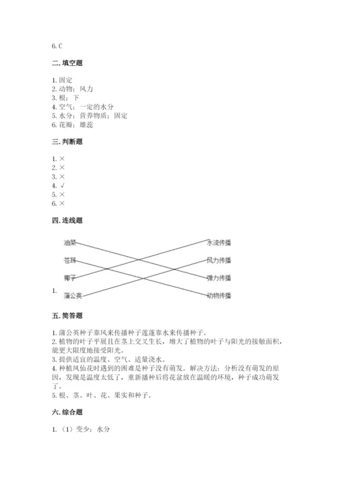 教科版科学四年级下册第一单元《植物的生长变化》测试卷含答案.docx