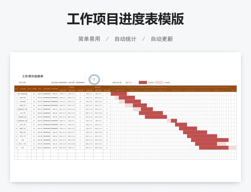工作项目进度表模版