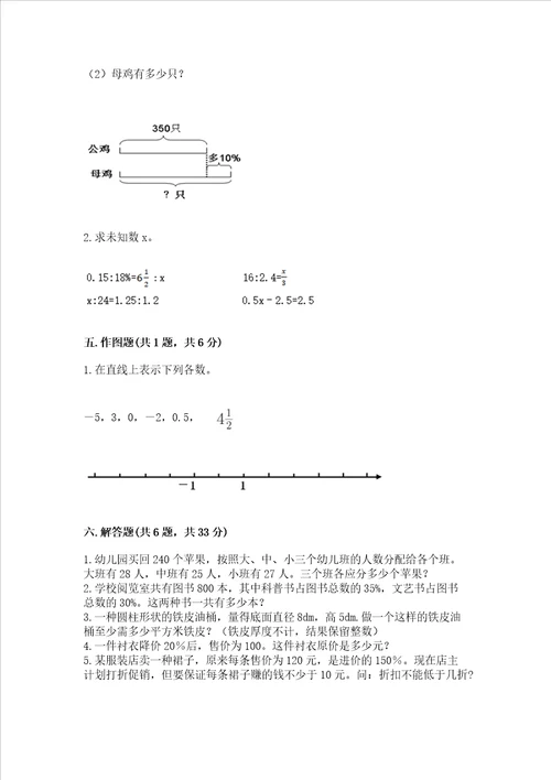 小学数学六年级下册期末测试卷综合题word版