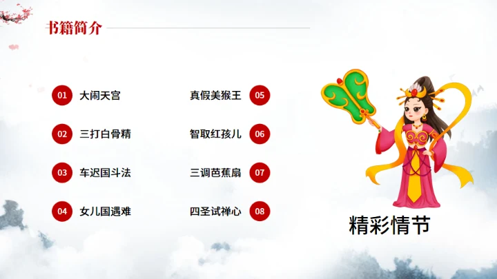 《西游记》中小学生阅读指导通用PPT模板