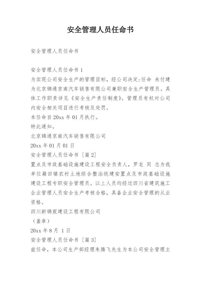 安全管理人员任命书.docx