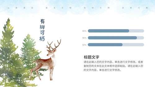 森系水彩通用PPT模板