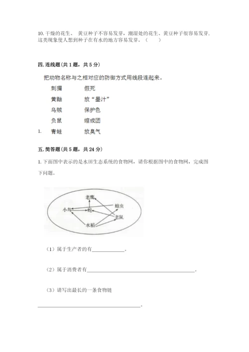 教科版五年级下册科学第一单元《生物与环境》测试卷（完整版）.docx