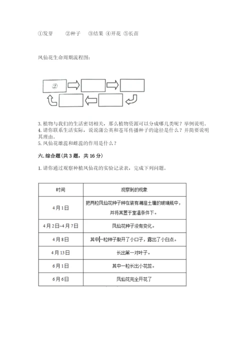 科学四年级下册第一单元《植物的生长变化》测试卷含完整答案【典优】.docx