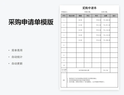 采购申请单模版