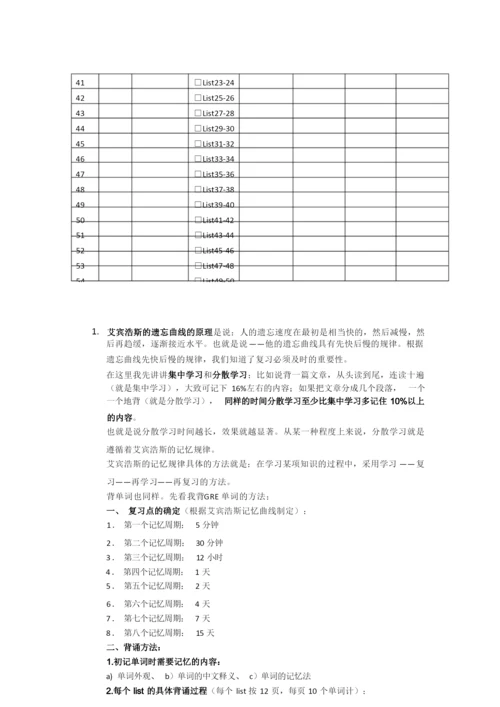 (完整word版)艾宾浩斯背单词计划表+原理+使用方法.docx