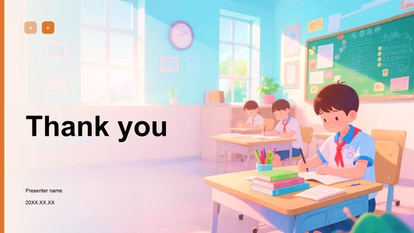 橙色插画风学校教育培训PPT主题