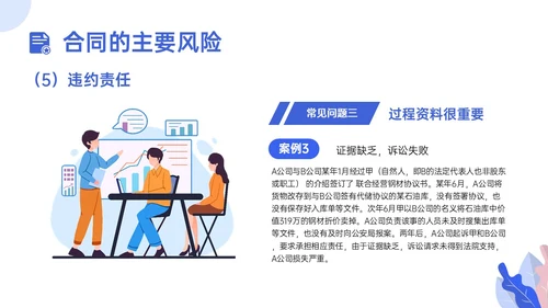 蓝色插画合同管理培训员工培训