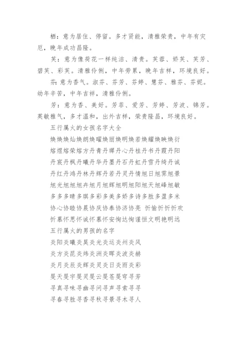 起名五行属火的字寓意大全.docx