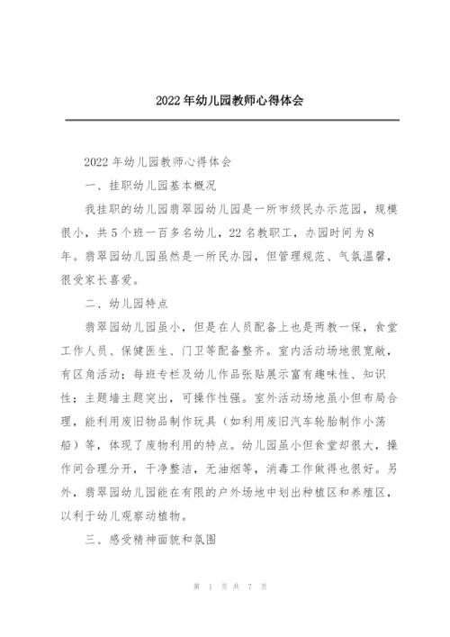 2022年幼儿园教师心得体会.docx