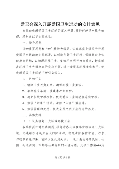 爱卫会深入开展爱国卫生运动的安排意见.docx