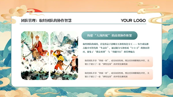 蓝绿国潮经典名著《西游记》读书分享PPT模板