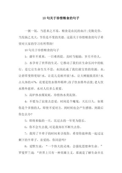 10句关于珍惜粮食的句子.docx