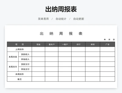出纳周报表