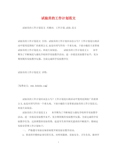 精编之试验员的工作计划范文2.docx