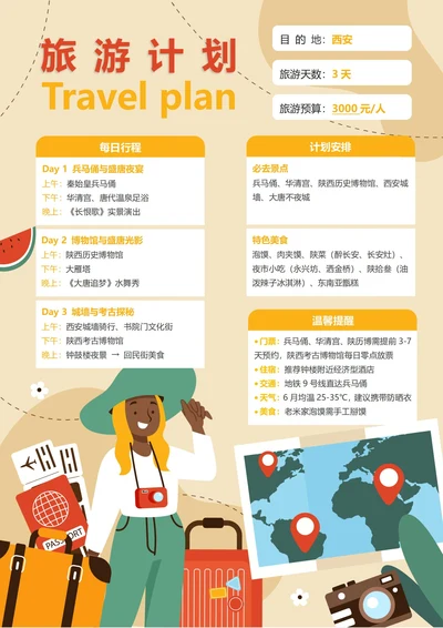 (西安)旅游计划3天