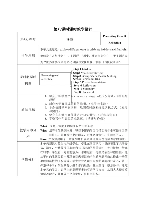 Unit 4 Time to celebrate 第八课时Presenting ideas & Re