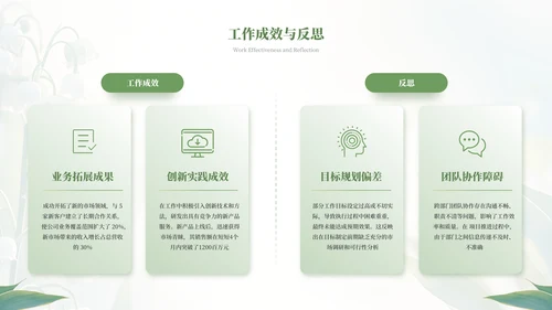 绿色小清新绿植风格工作总结PPT模板