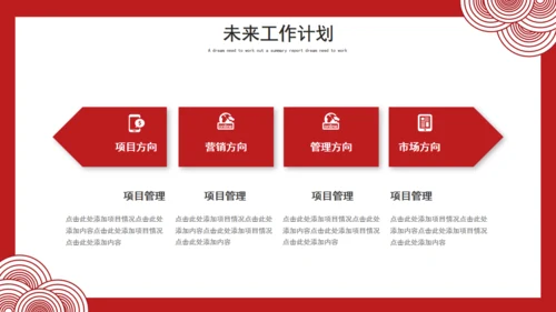 大气中国红年终总结通用PPT模板