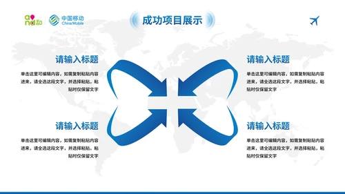 蓝色现代中国移动工作汇报总结PPT模板