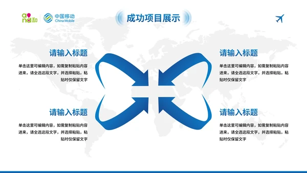 蓝色现代中国移动工作汇报总结PPT模板
