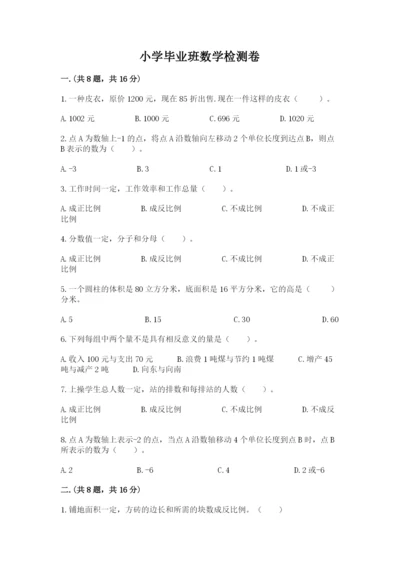 小学毕业班数学检测卷附完整答案（网校专用）.docx