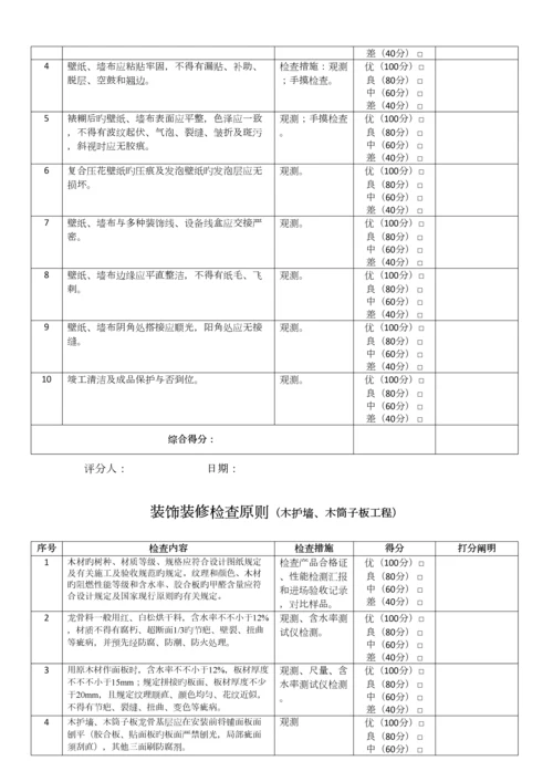 装饰装修工程各分项检查标准.docx