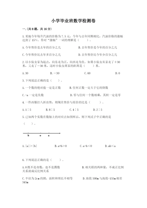 小学毕业班数学检测卷附参考答案（模拟题）.docx