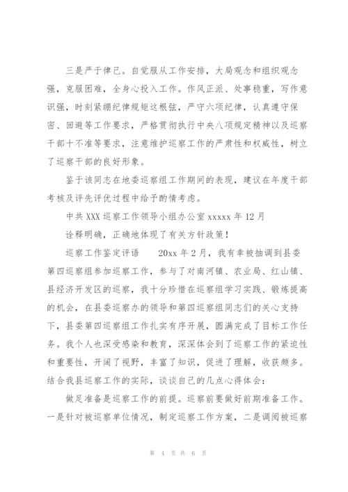 巡察工作鉴定评语三篇.docx