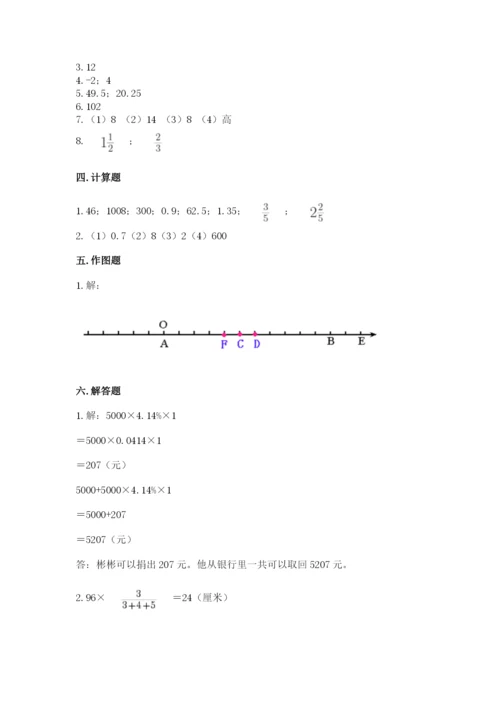 人教版六年级下册数学期末测试卷含答案【b卷】.docx