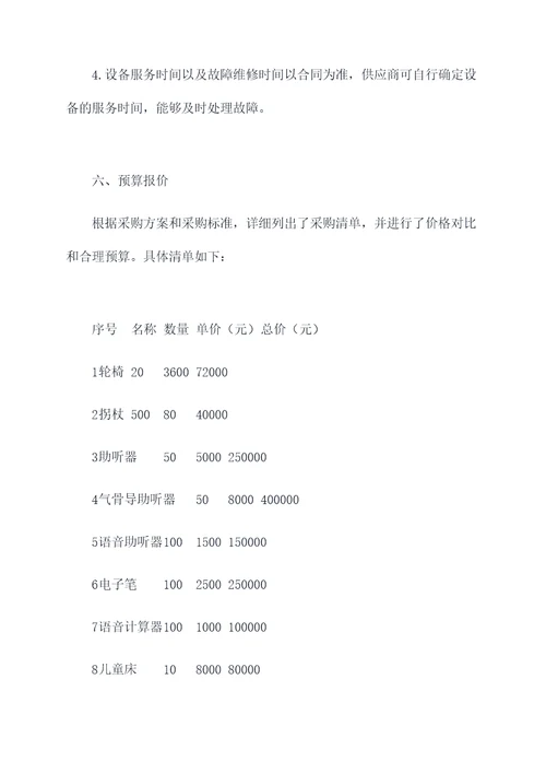 残联器具采购方案模板