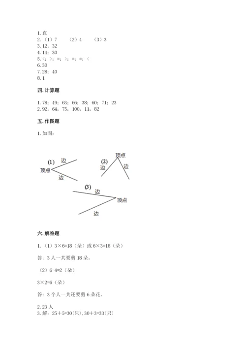 小学二年级上册数学期中测试卷含答案（名师推荐）.docx
