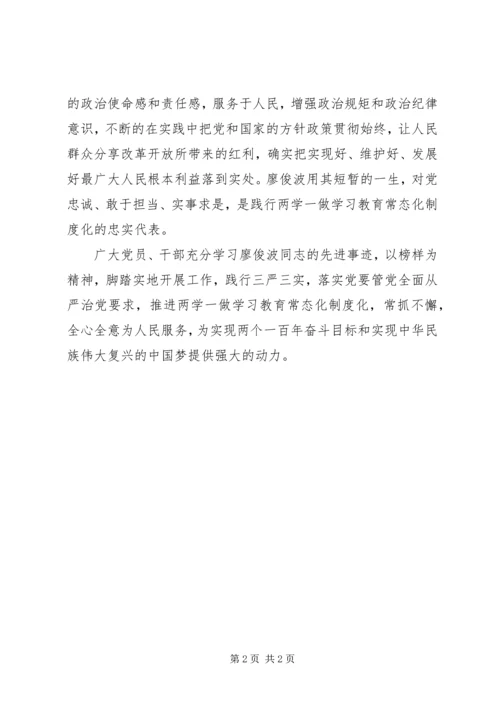 学习廖俊波同志先进事迹心得体会四篇.docx