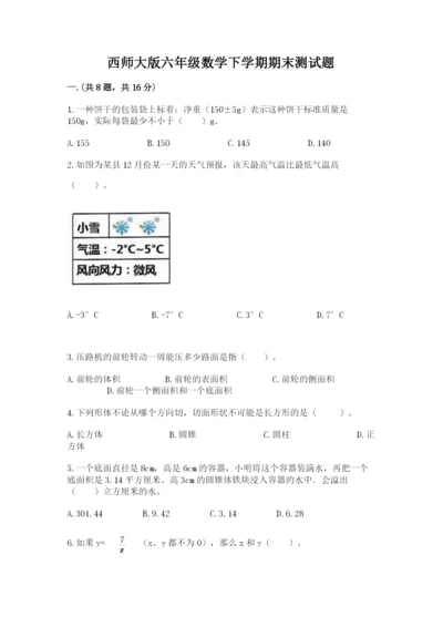 西师大版六年级数学下学期期末测试题（轻巧夺冠）.docx