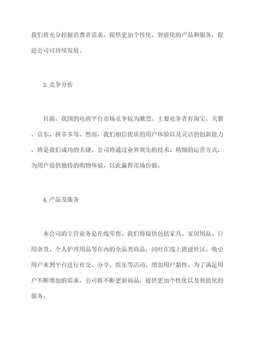电商公司的企业计划书