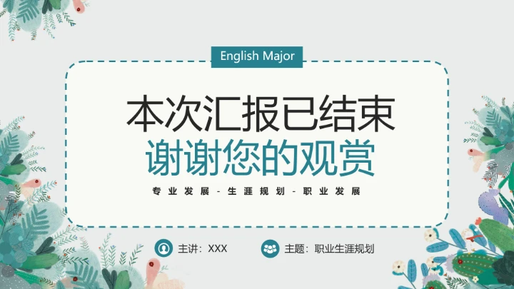 英语专业大学生职业生涯发展规划个人求职综合能力展示PPT