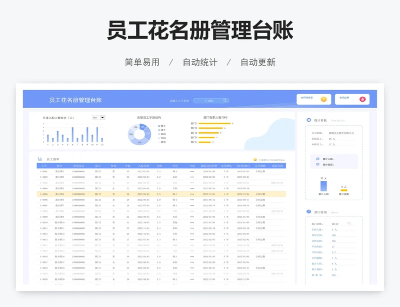 员工花名册管理台账