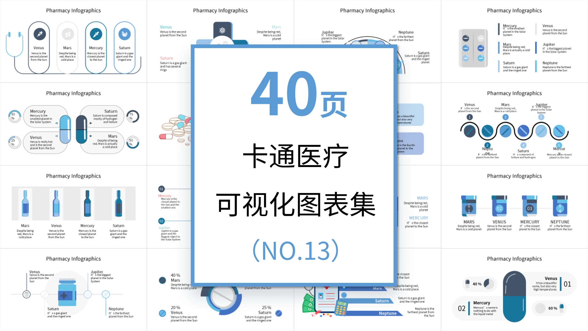 蓝色卡通医疗可视化图表集PPT模板宣传PPT动态PPT