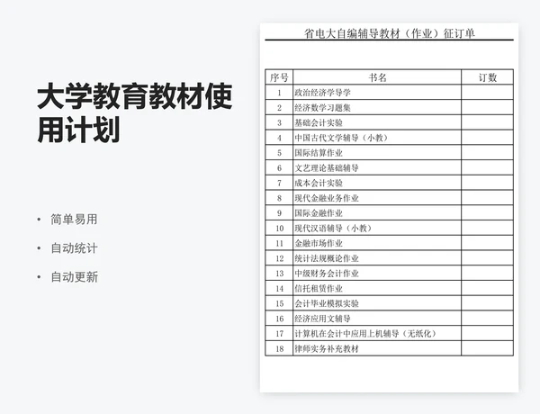 大学教育教材使用计划